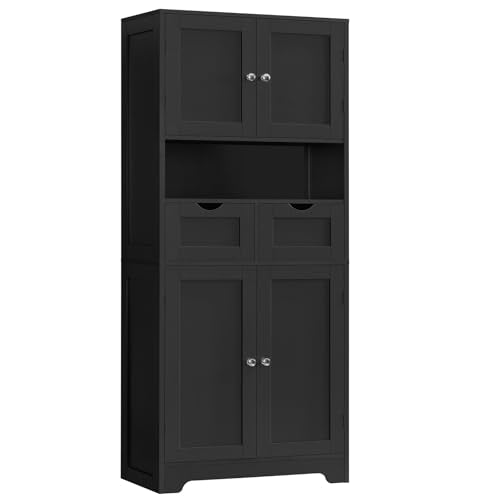 57.8" H Tall Storage Cabinet with 2 Drawers & 2 Adjustable Shelves