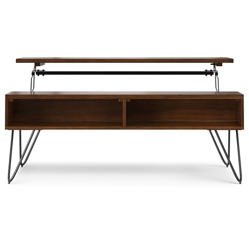 Hunter 48" Wide Walnut Veneer and Metal Coffee Table in Brown