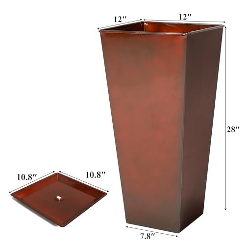Garden 28" Large Metal Glazed Planter Set of 2 (2 Count)