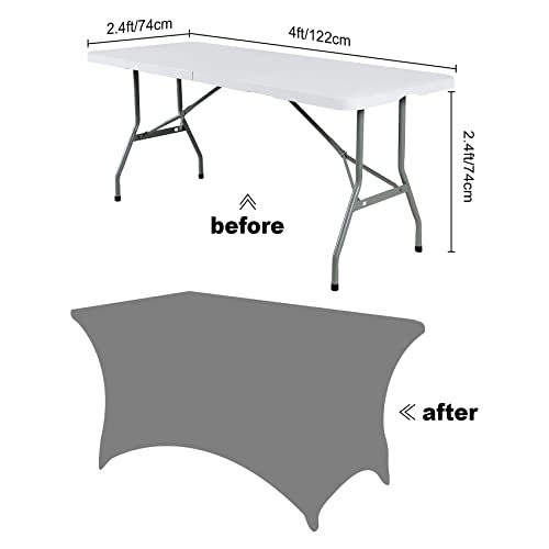 2Pack Waterproof Spandex Table Cover for 4FT Table Universal Fitted Stretch Tablecloth for Party (2 Count)
