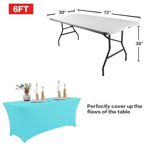 2 Pack 4FT Table Cloth for Rectangular Spandex Blue Mist Cover (2 Count)