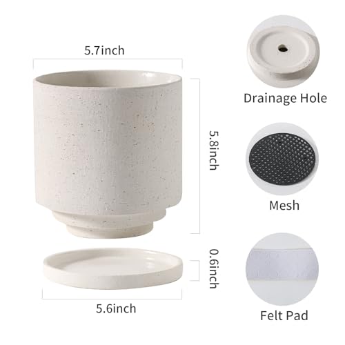 Ceramic Plant Pot with Resin Figure