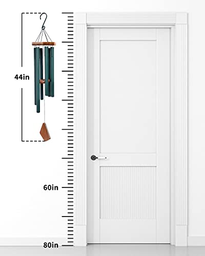 Large Wind Chimes for Outside 44 inch Green Deep Tone Garden Gift Outdoor
