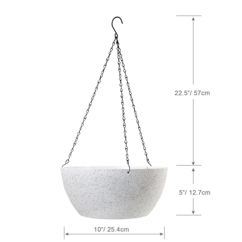10 inch Hanging Planters for Outdoor Indoor Plants with Drainage Holes and Chain (2 Count)