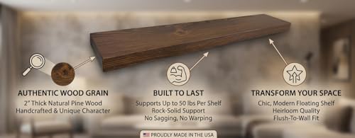 60 Inch Wooden Floating Shelves for Wall