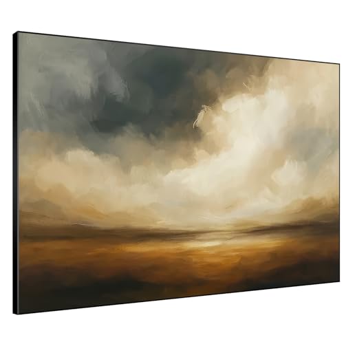 60"x72" Extra Large Framed Wall Art Golden Horizon Dramatic Abstract Landscape Illustration for Home Living Room Bedroom Decor