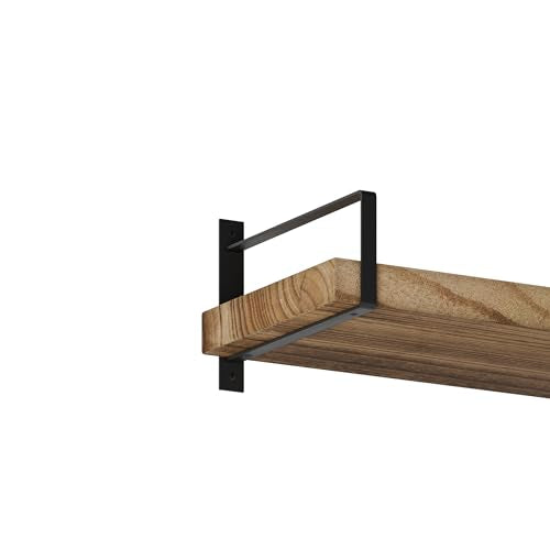 Toledo 84 inch Floating Shelf with Heavy Duty Bookend Brackets