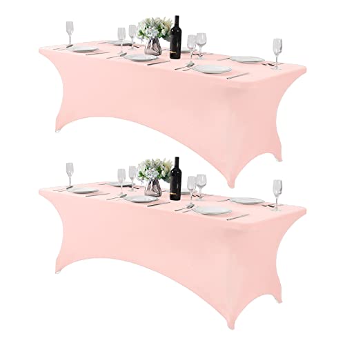 2Pack Spandex Table Cover for 8FT or 4ft or 6ft Table Universal Fitted Stretch Tablecloth for Party (2 Count)