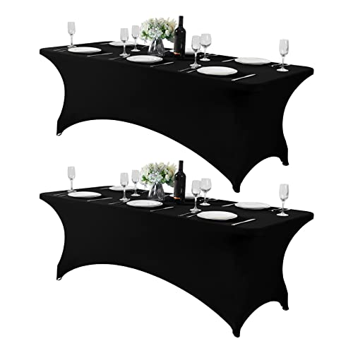 2Pack Spandex Table Cover for 8FT or 4ft or 6ft Table Universal Fitted Stretch Tablecloth for Party (2 Count)