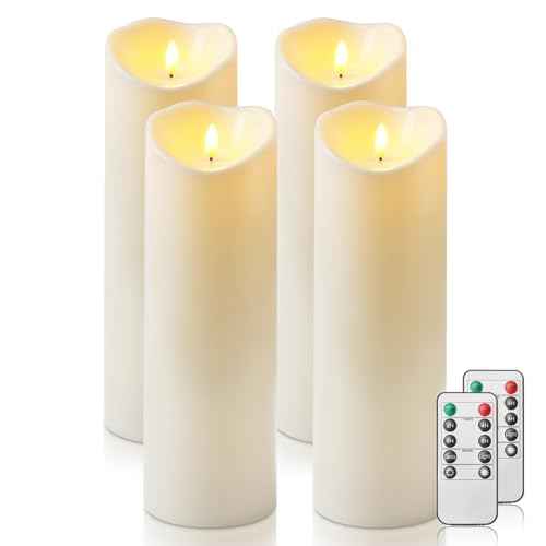 4"x12" Outdoor Waterproof Flameless Candles with Timers and Remote Control (4 Count)
