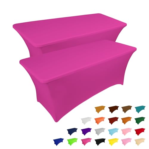 2 Pack 6FT Table Cloth for Rectangular Spandex Fuchsia Table Cover (2 Count)