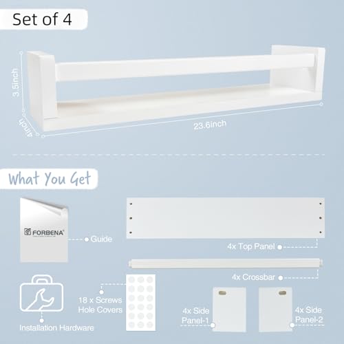 24 Inch Wall Bookshelf for Kids Bedroom Set of 4 (4 Count)