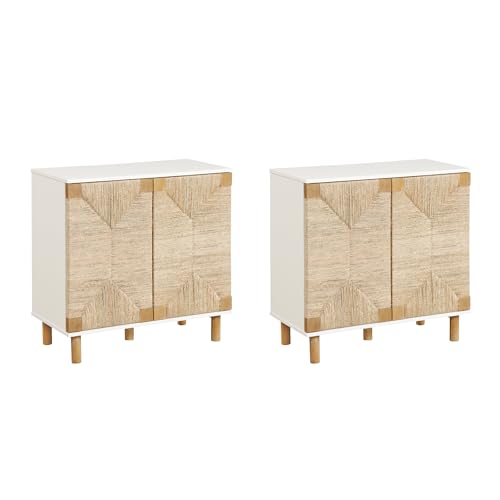 Beacon Accent Natural Sideboard Storage Cabinet TV Stand with Adjustable Interior Shelf and Seagrass Doors