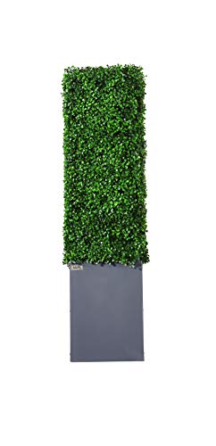 Upgraded Artificial Boxwood Hedge Wall with Gray Color Planter