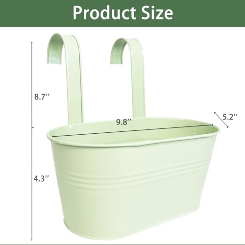 2 Pack 10" Balcony Hanging Metal Fence Planters Flower Pots (2 Count)