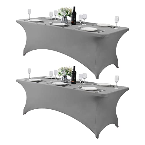 2Pack Spandex Table Cover for 8FT or 4ft or 6ft Table Universal Fitted Stretch Tablecloth for Party (2 Count)