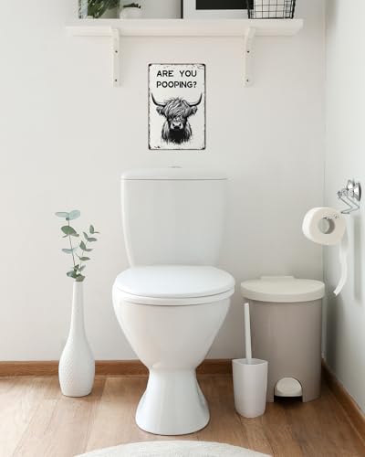 Highland Cow Are You Pooping Metal Sign Bathroom Decor 8x12"