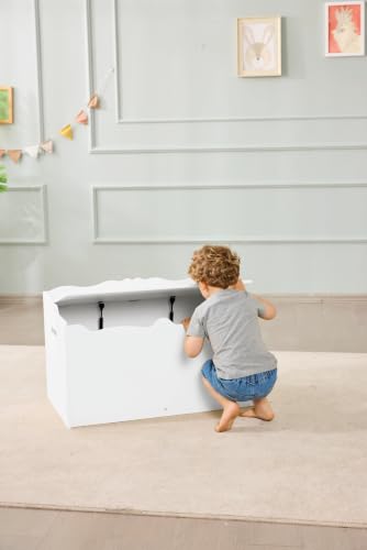 Kids Wooden Toy Storage Chest with Safety Lid