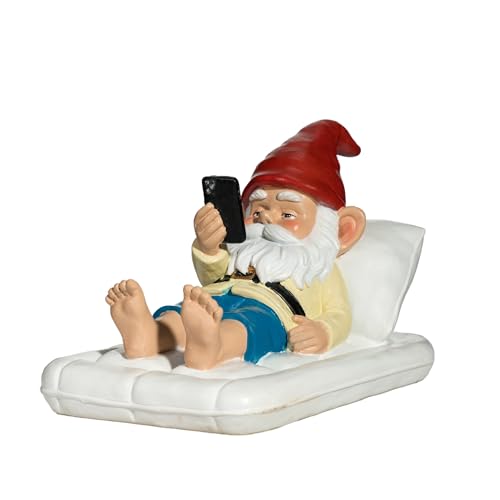 Relaxing Pool Gnome with Smartphone