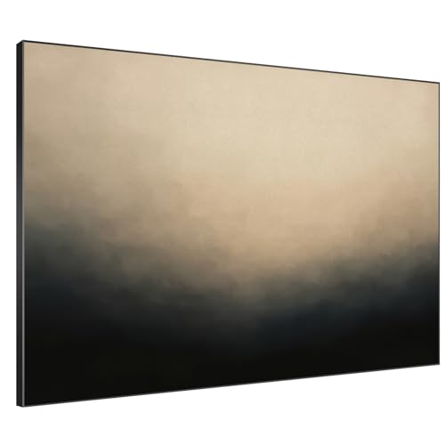 36"x46" Extra Large Framed Wall Art Soft Cream and Dark Abstract Landscape Illustration for Home Living Room Bedroom Decor