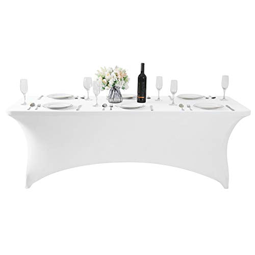 2Pack Spandex Table Cover for 6Ft or 4fT or 8ft Table Universal Fitted Stretch Tablecloth for Party
