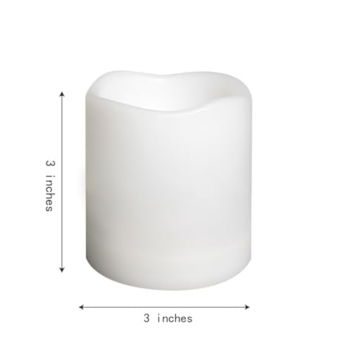 Outdoor Battery Operated Flameless Candles with Timer D3”xH3” White 2 PCS (2 Count)