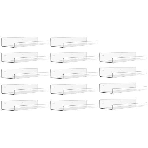 14 Pcs 15" Acrylic Shelves for Wall Display and Storage (14 Count)