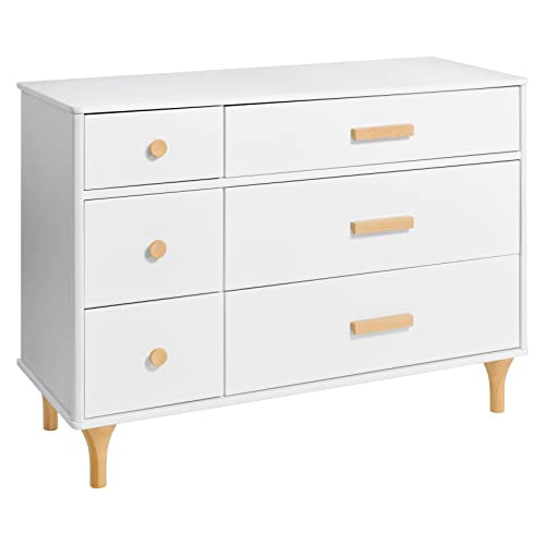 Lolly 6 Drawer Assembled Double Dresser in White and Natural