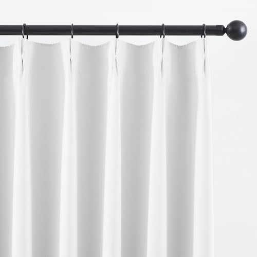 White Pinch Pleat Curtains 96 Inches Long for Living Room (2 Count)