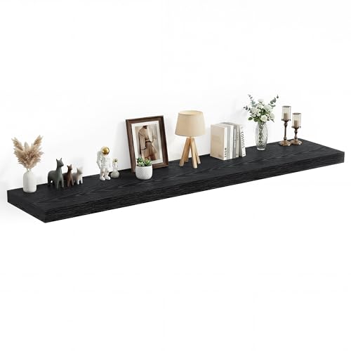 72 x 12 Deep Floating Shelves Wall Mounted Set of 1 Black