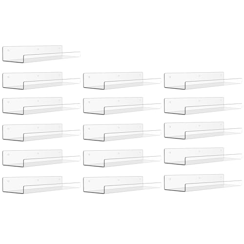 16 Pcs 15" Acrylic Shelves for Wall Storage and Organizer (16 Count)