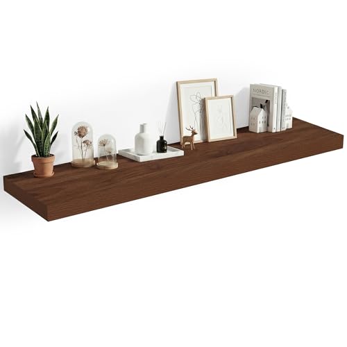 48 x 12 Deep Floating Shelves Wall Mounted Set of 1 Walnut