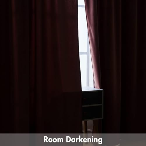 Dusty Rose Pink Velvet Room Darkening Curtains for Bedroom W52 x L80 (2 Count)