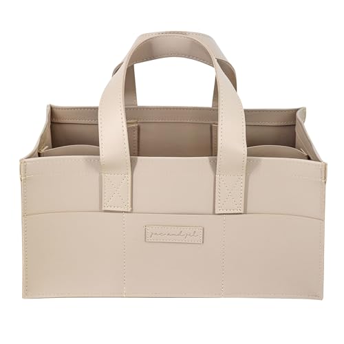 Premium Vegan Leather Baby Diaper Caddy Organizer