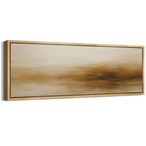Large Framed Canvas Print Wall Art Minimalist Golden Brown Abstract Modern Neutral Illustrations Decorative Colorful for Bedroom