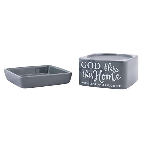 God Bless This Home Love Grey Stoneware Electric 2