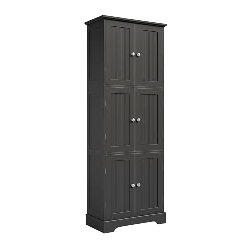 63.2" Tall Bathroom Storage Cabinet with 6 Doors