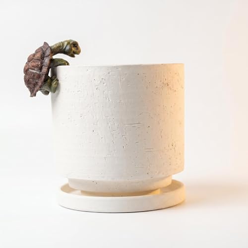 Ceramic Plant Pot with Resin Figure