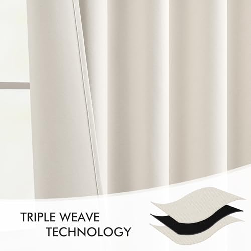 Ivory Back Tab Blackout Curtains 52x84 Inch Length 2 Panels Set (2 Count)