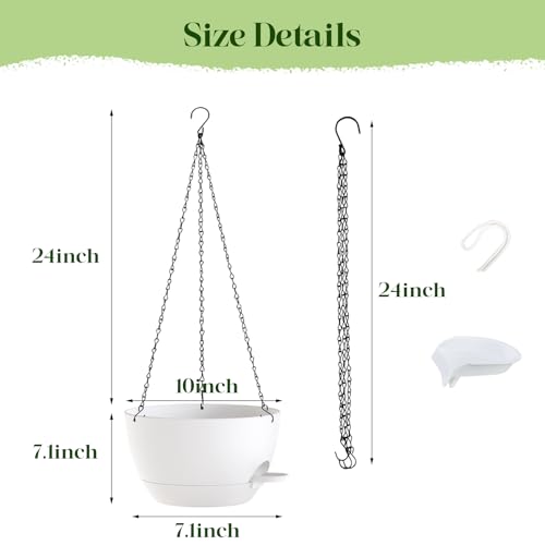 2 Pack 10 Inch Self Watering Hanging Planters for Indoor Plants (2 Count)