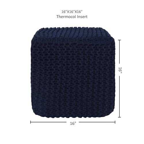 REDEARTH Square Hand Knitted Pouf