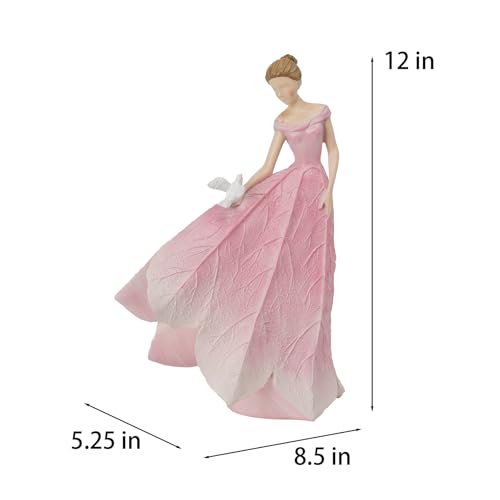Pink Leaf Angel Girls Fairy Statue