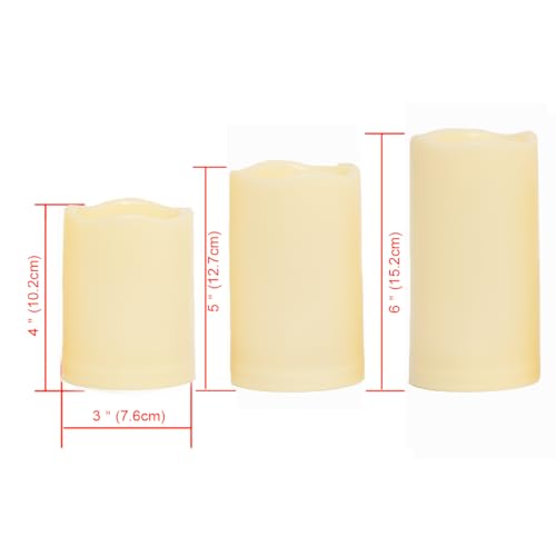 Outdoor Battery Operated Flameless LED Pillar Candles Remote Timer 3 Pack (2 Count)