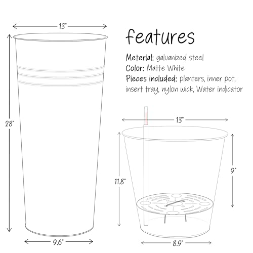28'' Tall Galvanized Steel Planter Pot