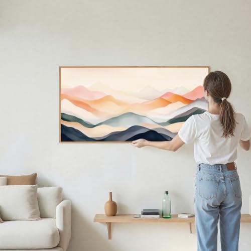 Boho Abstract Mountain Framed Canvas Wall Art