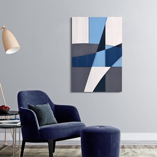 Whispers of Blues I & II Hand Made & Hand Finished Solid Paulownia Wood Abstracts Set