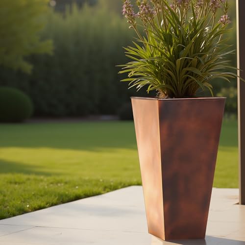 Garden 12" Dia x 28" H Large Metal Planter Set of 2 (2 Count)