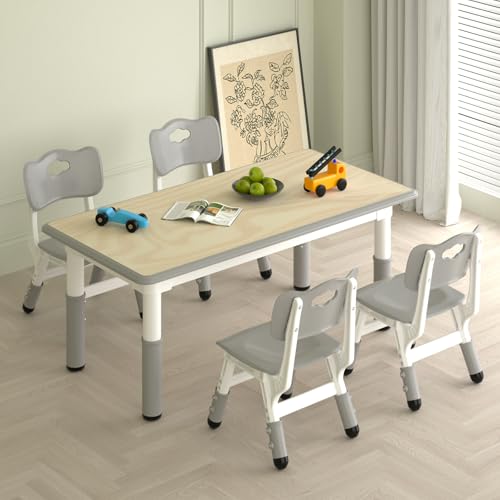 Kids Study Table and 4 Chairs Set