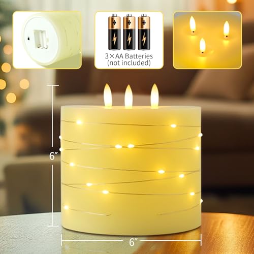 3 Wick Extra Large Flameless Candles with Timer Remote
