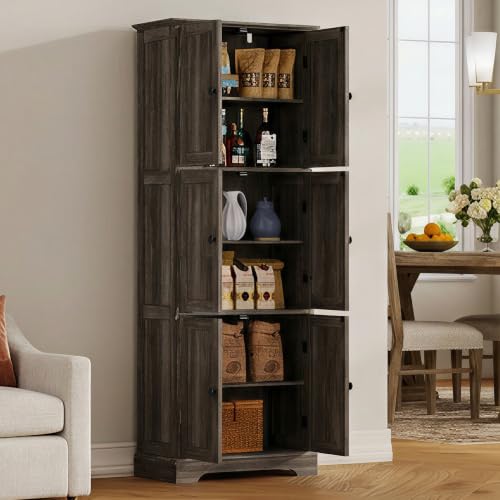 63.2" Tall Bathroom Storage Cabinet with 6 Doors